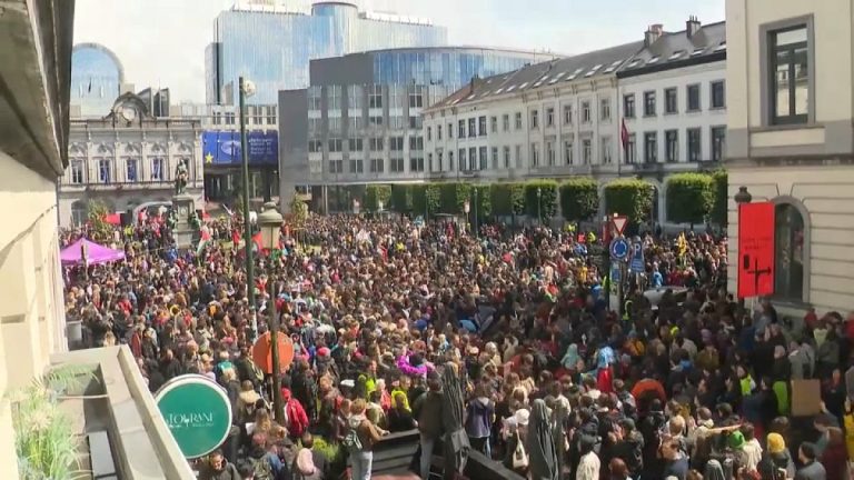 Brüksel'de 4.500 kişi büyüyen aşırı sağı ve ırkçılığı protesto etmek için yürüdü